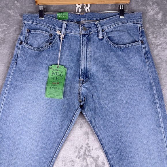 Polo Ralph Lauren Jeans Mens 34x33 Blue Slim Straight 018 Medium Wash Denim NWT* - Picture 1 of 16